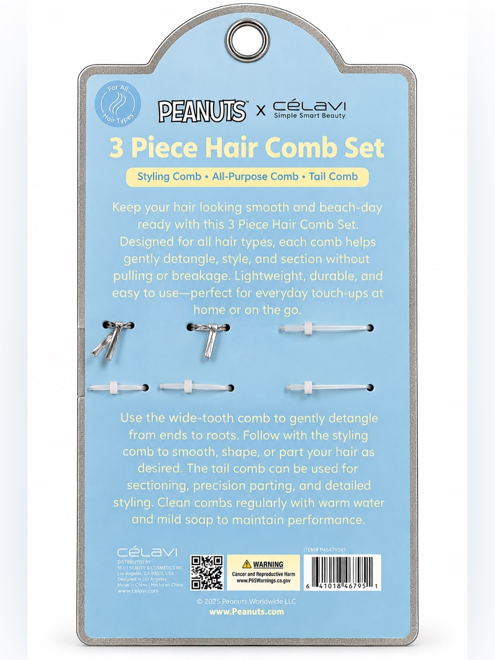 Peanuts x Celavi 3-Piece Hair Comb Set - Snoopy’s Beach Day - Picture 2 of 2